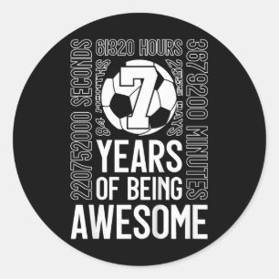 7 Jahre Awesome Fußball 7. Geburtstag _2 Runder Aufkleber