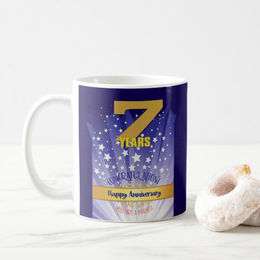 7 Jahre CUSTOM Erholung Jahrestag kühne Zahl Kaffeetasse (Mit Donut)