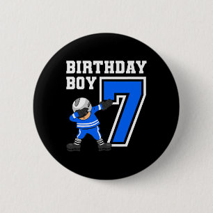 7 Jahre Junge Eishockey Spieler 7. Geburtstag Kind Button