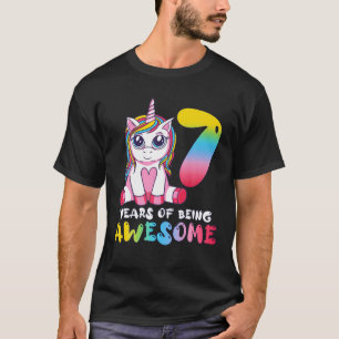 7 Jahre Niedliches Mädchen Einhorn 7. Geburtstagsk T-Shirt