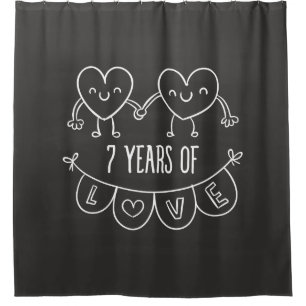 7. Jahrestag Geschenk Chalk Herzen Duschvorhang