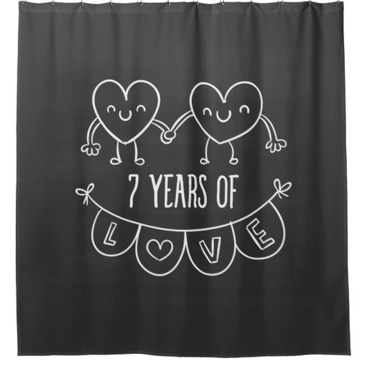 7. Jahrestag Geschenk Chalk Herzen Duschvorhang (Vorderseite)