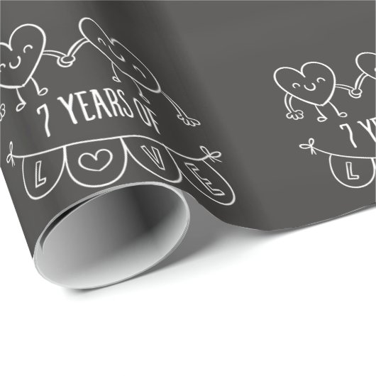 7. Jahrestag Geschenk Chalk Herzen Geschenkpapier (Rolleneckpunkt)