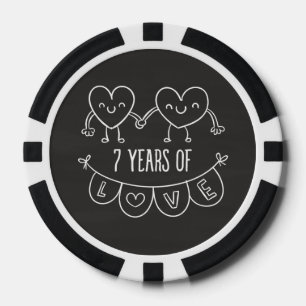 7. Jahrestag Geschenk Chalk Herzen Pokerchips