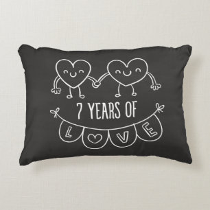 7. Jahrestag Geschenk Chalk Herzen Zierkissen