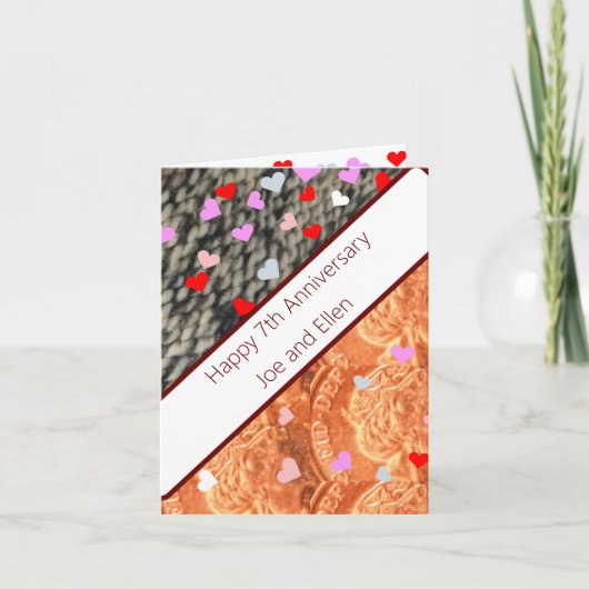 7. Jahrestag, Wolle und Kupfer Karte (Vorderseite)