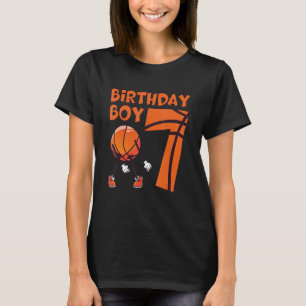 7-jähriger Basketball-Spieler 7. Geburtstagsbass T-Shirt