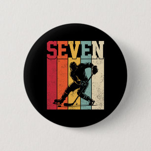 7-jähriger Eishockeyfan Retro 7. Geburtstag Button