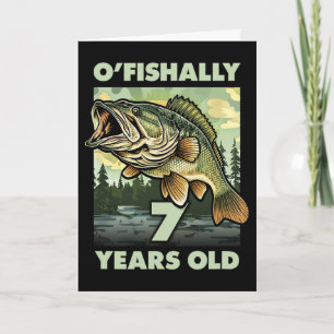 7-jähriger Fischer O'fishally 7 Fischen 7. Geburts Karte