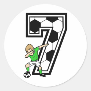 7-jähriger Fußballspieler zum 7. Geburtstag Kinder Runder Aufkleber