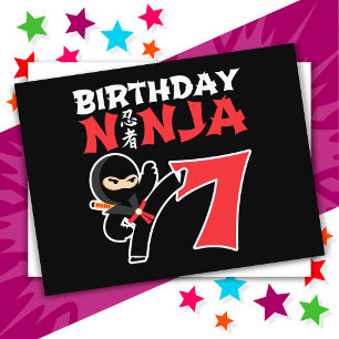 7-jähriger Karate-Ninja-Party-Kinder 7. Geburtstag Postkarte