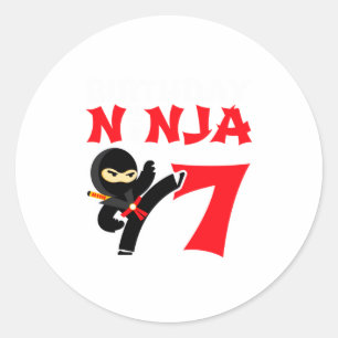 7-jähriger Karate-Ninja-Party-Kinder-7. Geburtstag Runder Aufkleber
