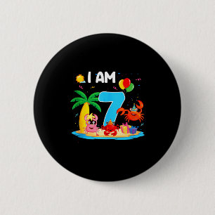 7-jähriger Krabbenliebhaber 7. Krabben-Thema Stran Button