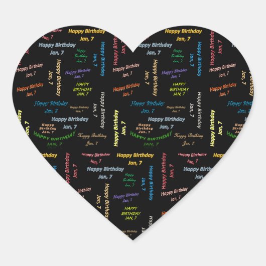 7. Januar Herz-Aufkleber (Vorderseite)