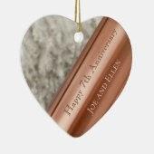 7. Jubiläum, Wolle und Kupfer Print Heart Behalten Keramik Ornament (Rechts)