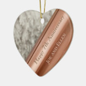 7. Jubiläum, Wolle und Kupfer Print Heart Behalten Keramik Ornament (Links)