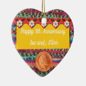 7. Jubiläum, Wool- und Kupferherz-Keepake Keramik Ornament (Rechts)