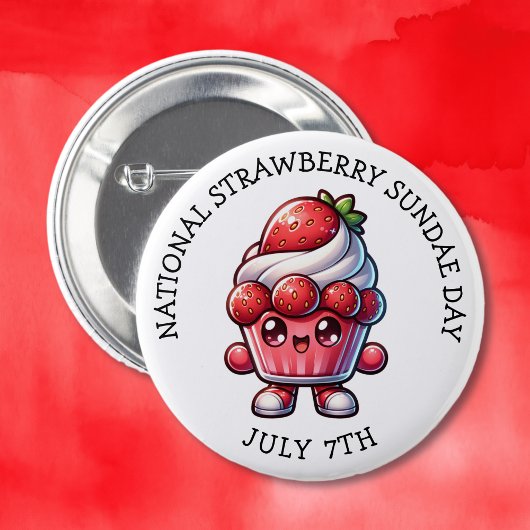 7. Juli Nationaler Strawberry Sundae Day Button