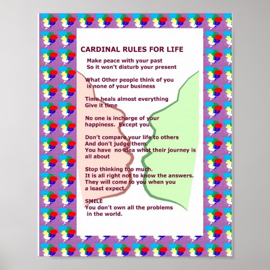 7 KARDINAL REGELN FÜR LEBEN Text der grafischen Ku Poster (Vorne)