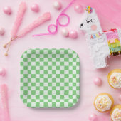 7" karierte quadratische Papierplatten Pappteller (Party)