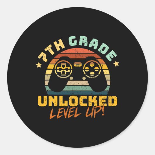 7. Klasse Seventh Grade freigeschaltet Level Up Sp Runder Aufkleber (Vorderseite)