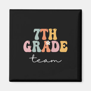 7. Klasse Team Retro Groovy Frauen Glücklicher ers Magnet