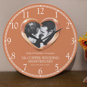 7. Kupferne Hochzeitstag benutzerdefinierte Foto-H Große Wanduhr