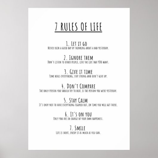 7 Lebensregeln motivierend Poster (Vorne)