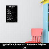 7 Lebensregeln Motivierend Poster, 12"x18" Inche Poster