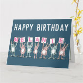 7 Letter Name Happy Birthday Rabbits Karte (Gelbe Blume)