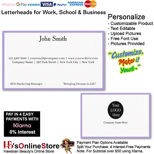 7 Moderne lila Logos fördern den Markennamen des U Visitenkarte