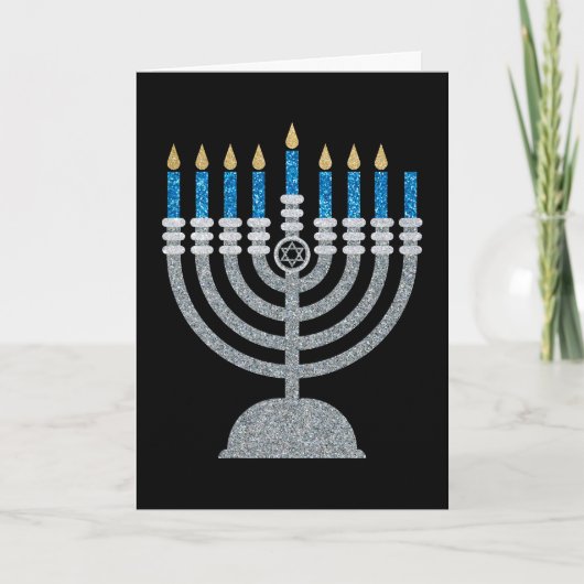 7. Nacht der Hanukkah Glitzer Card Dankeskarte (Vorderseite)