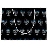 7. Nacht Hanukkah Glitzer Große Geschenktasche Große Geschenktüte (Rückseite)