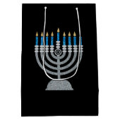 7. Nacht Hanukkah Glitzer Mittlere Geschenktasche Mittlere Geschenktüte (Rückseite)