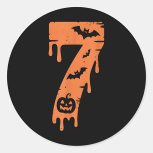 7 Nummer Meme 67 Sechs Sieben Halloween Runder Aufkleber