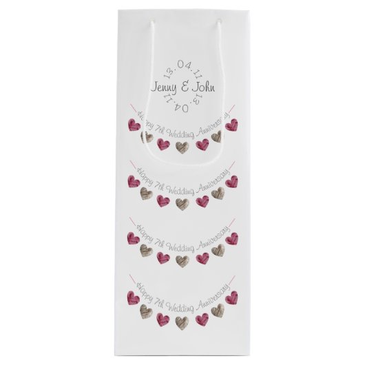 7. oder jedes Hochzeitswolljubiläum Geschenktüte Für Weinflaschen (Vorderseite)