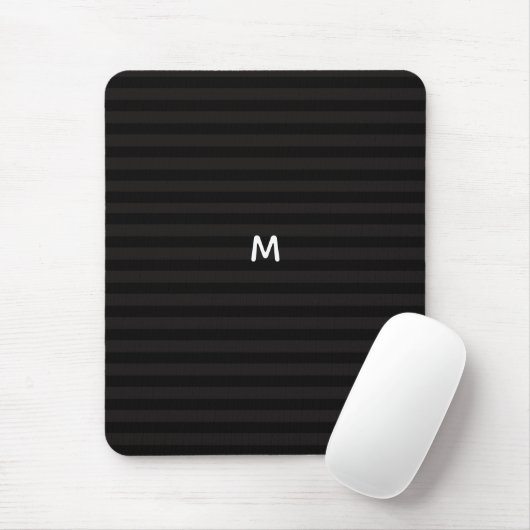 7 Option Black Stripes Modernes Monogramm Mousepad (Mit Mouse)
