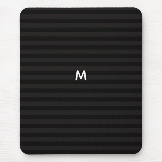 7 Option Black Stripes Modernes Monogramm Mousepad (Vorne)