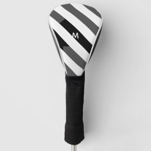 7 Option Schwarz/Weiß Streifen Modernes Monogramm Golf Headcover