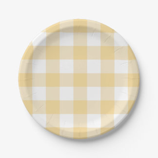 7" Papierplatte in Butterbecher, gelb, gingham Pappteller