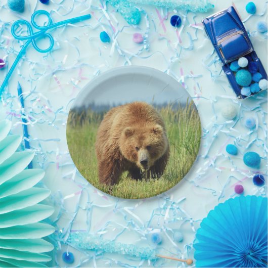 7" Papierplatte mit Grizzlybär Pappteller (Party)