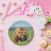7" Papierplatte mit Grizzlybär Pappteller (Party)