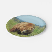 7" Papierplatte mit Grizzlybär Pappteller (Schrägansicht)