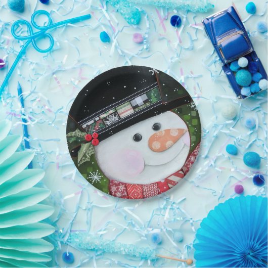 7" Patchwork-Schneemann-Pappteller Pappteller (Party)
