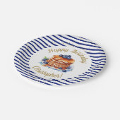 7" Pfannkuchen und Pajama Geburtstagspopolette Pappteller (Schrägansicht)