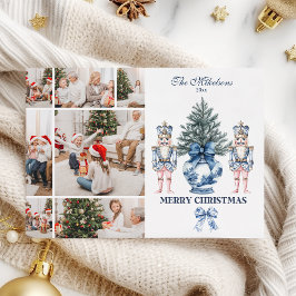 7 Photo Blue Chinoiserie Nutcracker Christmas Feiertagskarte