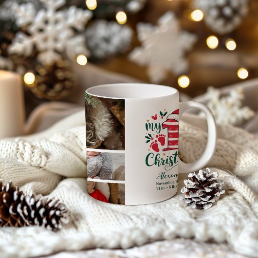 7 Photo Candy Cane Baby 1st Christmas Kaffeetasse