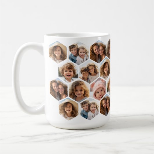 7 Photo Collage - funky hexagon pattern Kaffeetasse (Links)