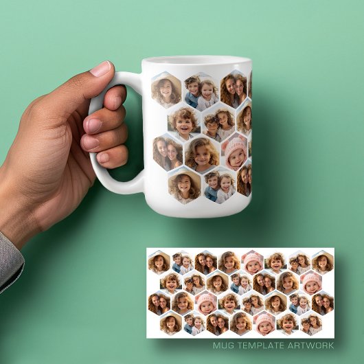 7 Photo Collage - funky hexagon pattern Kaffeetasse