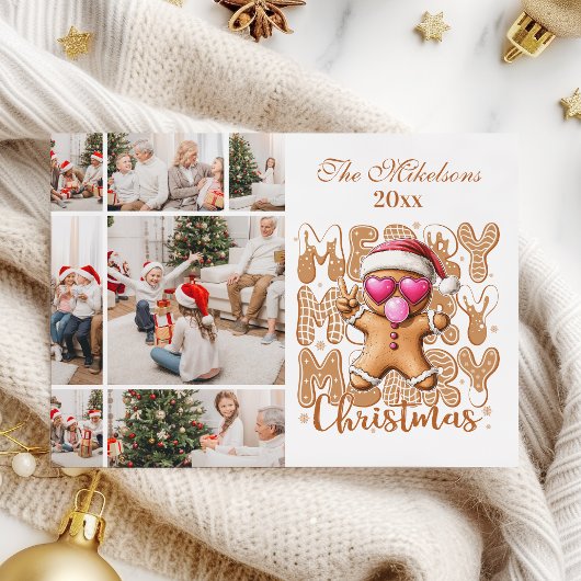7 Photo Cute Gingerbread  Christmas  Feiertagskarte